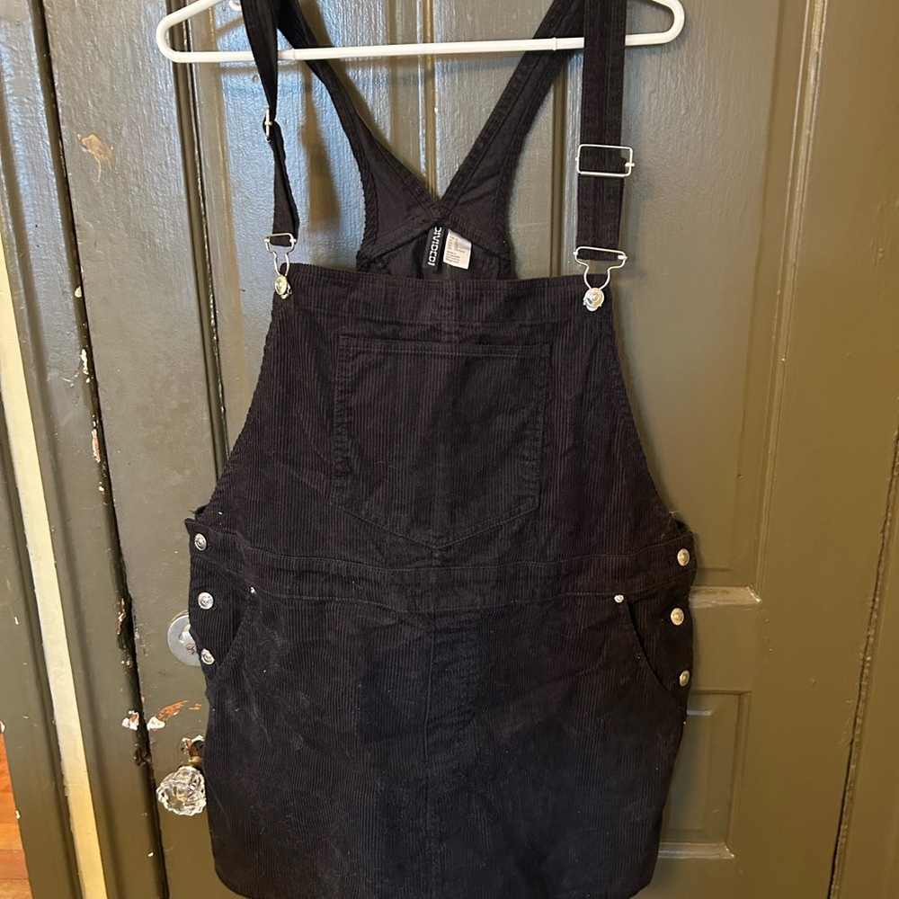 Black Corduroy Overall Dress